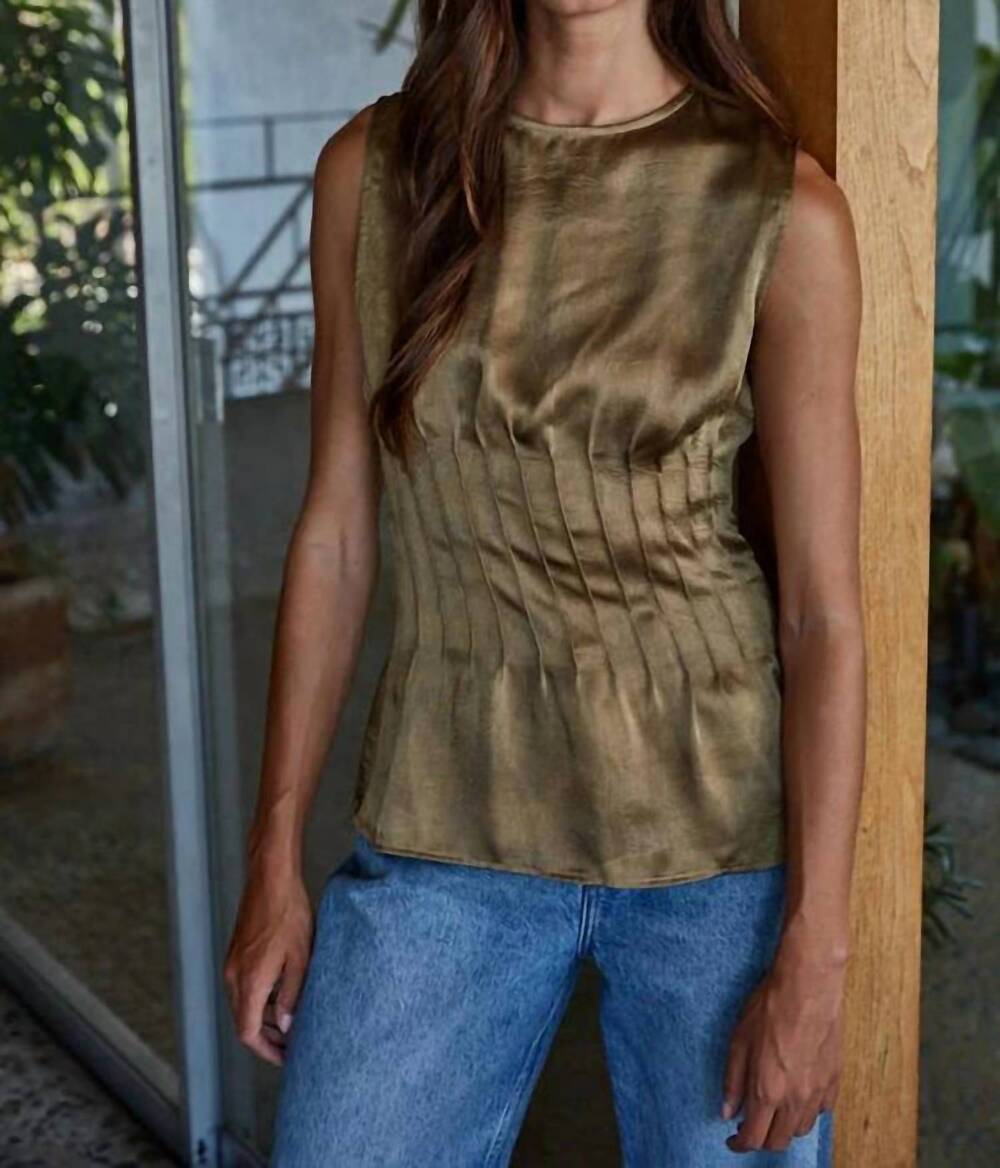 NEW BY TOGETHER women's lumiere top in olive gold